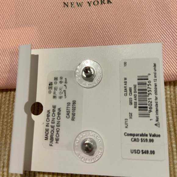 New With Tag Kate Spade Cubic Zirconia Stud Earrings - Picture 5 of 6